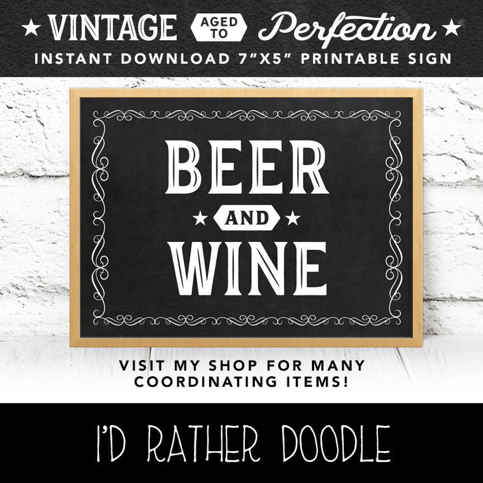 Vintage Beer and Wine Chalkboard Sign 7x5 Etsy