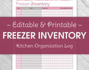 Printable Editable Kitchen Freezer Inventory - Pink Camouflage, Kitchen Organization, Kitchen Inventory, Camo, Instant Download