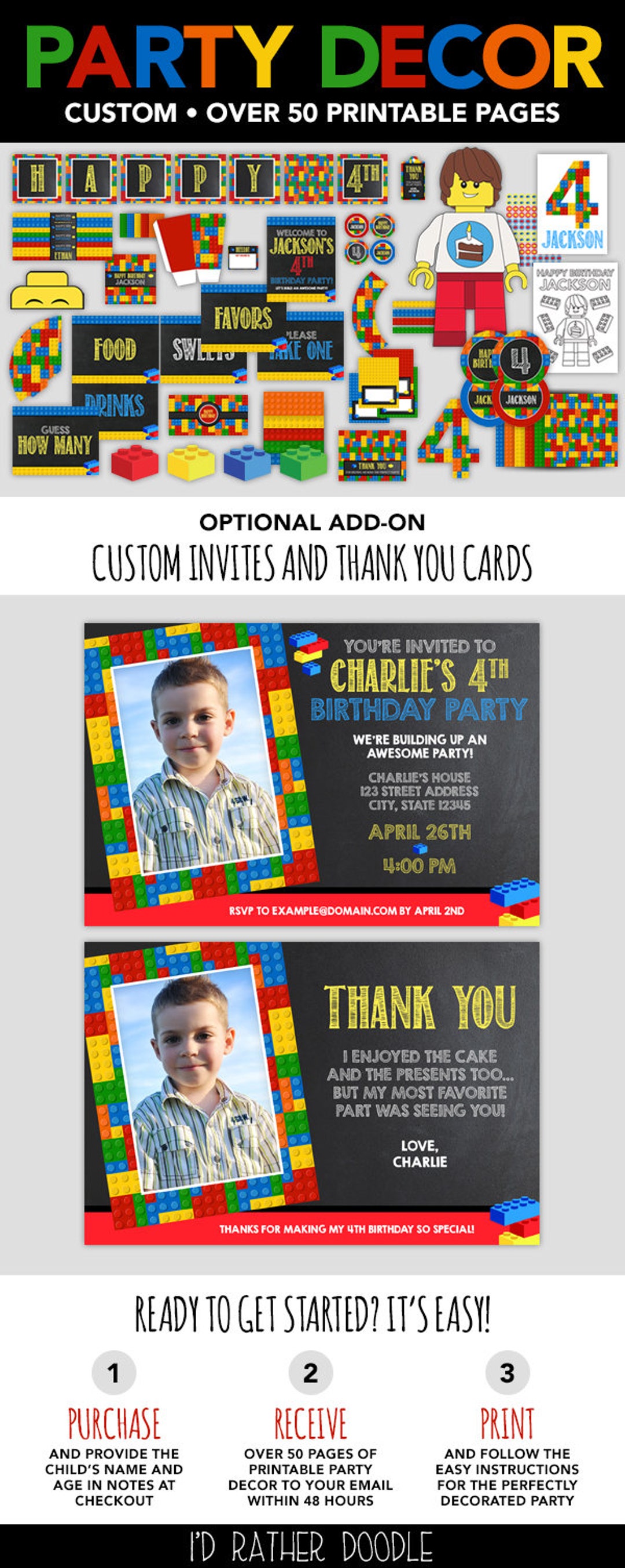 Bricks Birthday Party - Bricks Printable Party - Bricks Birthday ...