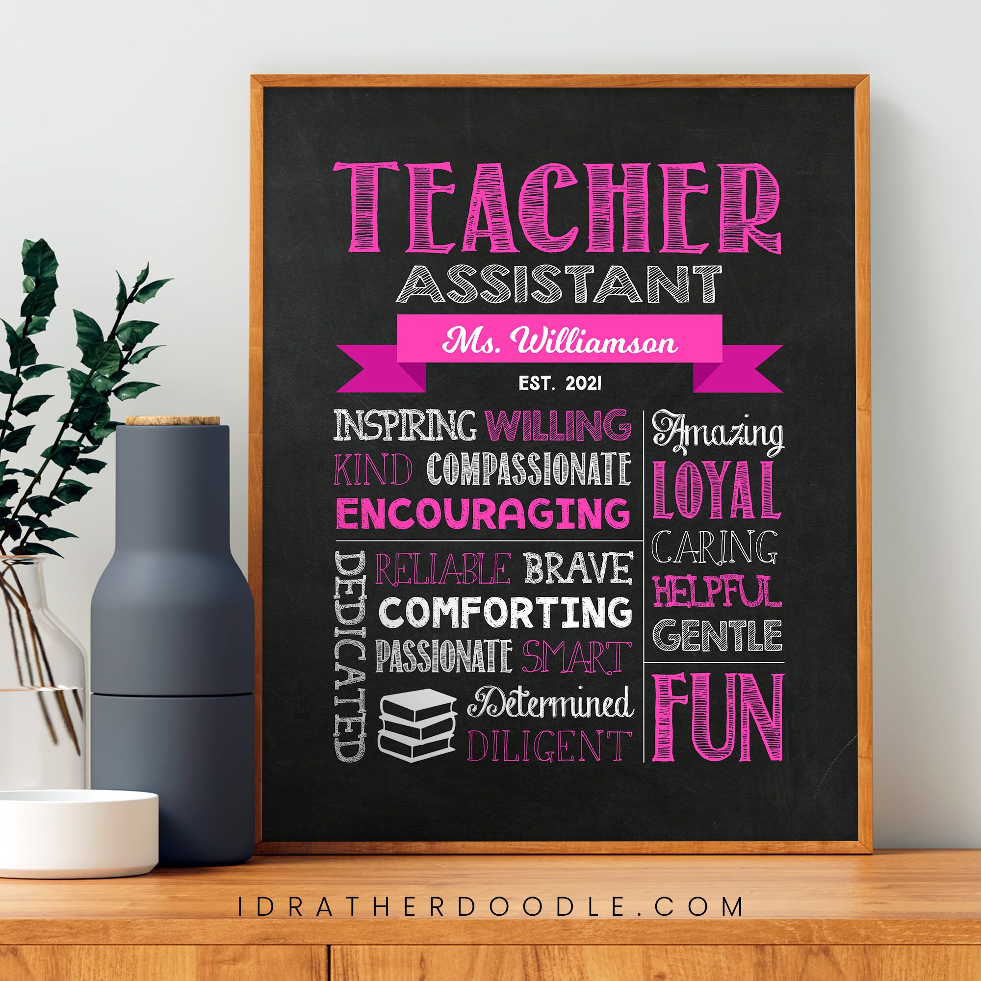 Editable Teacher Assistant Chalkboard Sign - Digital Printable ...