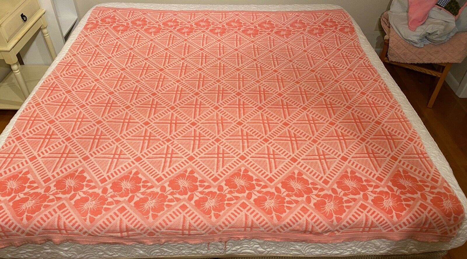 VINTAGE ESMOND BLANKET Pink N' White Design Etsy