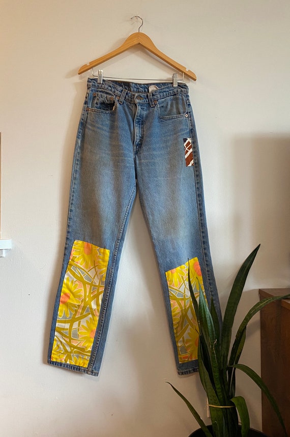 Vintage Levi’s 516 slim straight patchwork jeans 3