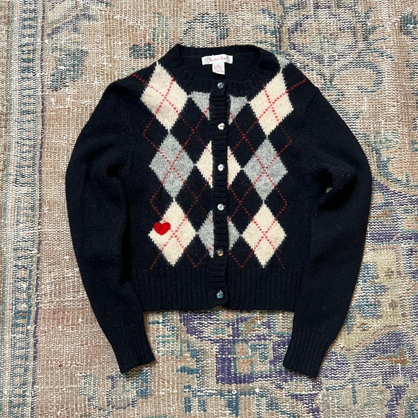 Vintage Rachel Max argyle knit Shetland wool cardigan