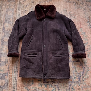 mens vintage brown shearling coat