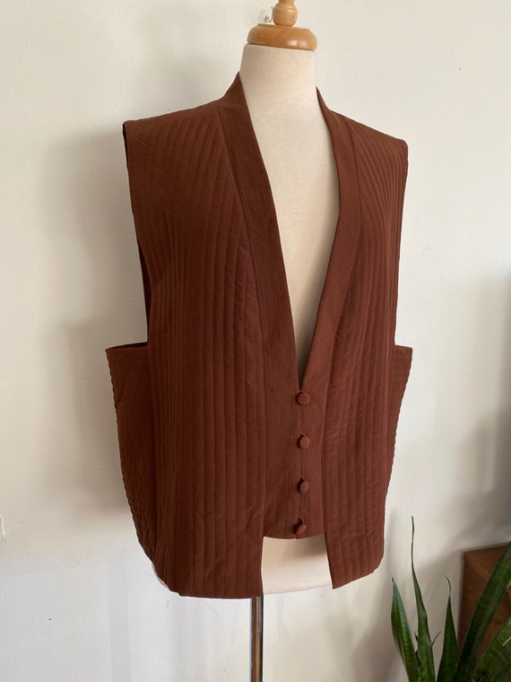 Vintage Diane Von Furstenberg brown silk quilted v