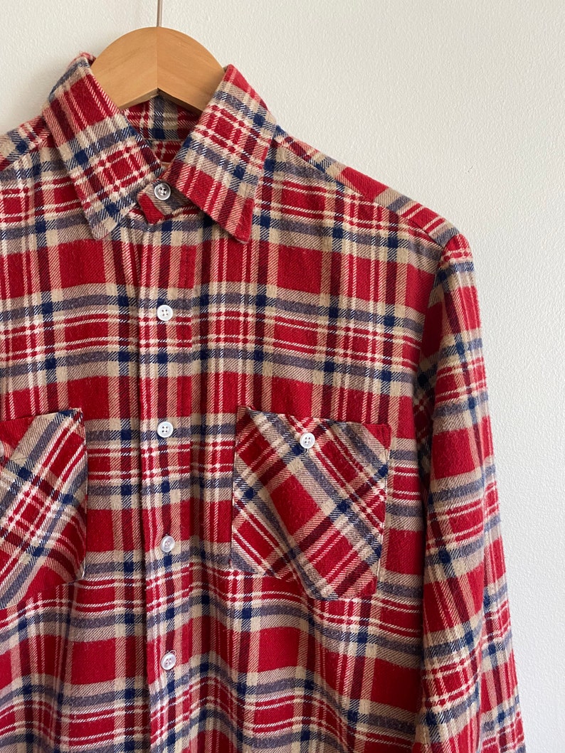 Vintage Ozark Trail red and blue plaid flannel shirt | Etsy