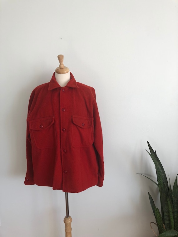 Vintage Carrs Mackinaw 1970's red wool shirt jacke