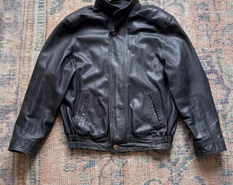 Y2K Club International Leather Jacket | Vintage Bomber Style Y2K Club International Leather Jacket | Vintage Bomber Style