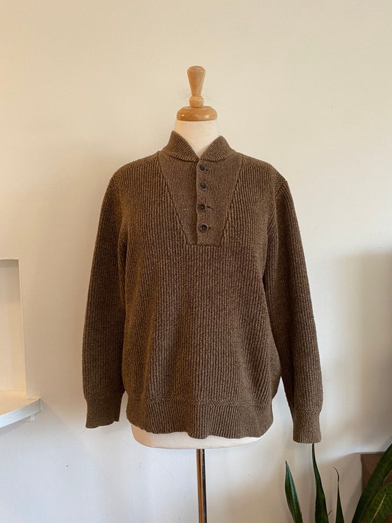 Vintage Eddie Bauer rib knit henley sweater