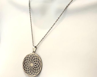 Collar de vórtice toroidal de acero inoxidable: colgante de geometría sagrada