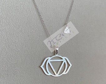 Collar del chakra del tercer ojo: joyería de yoga de plata esterlina, cadena de 35 cm