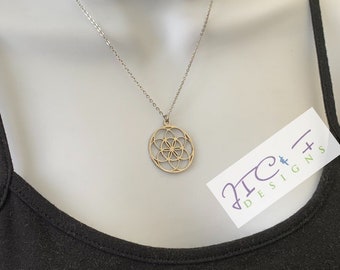 Collar Semilla de Vida hecho a mano: Colgante de Geometría Sagrada de acero inoxidable