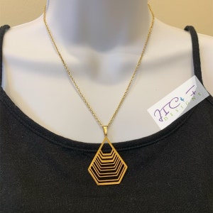 Round Stainless Steel Geometric Necklace, Gold Plated Geometry pendant, Yoga Lover Gift, Meditation Jewelry, unisex