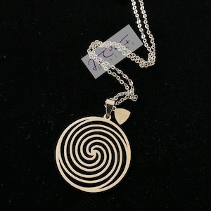Round Stainless Steel Torus, Spiral Torus Vortex Necklace, Sacred Geometry pendant, Yogi Gift, Yoga Lover Gift, Meditation Jewelry, unisex