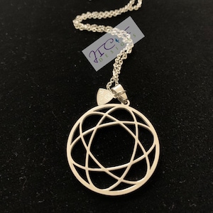 Round Stainless Steel Atom Necklace, Science Necklace-Scientist Necklace-Chemistry Necklace-Atom Jewelry-Science Jewelry.