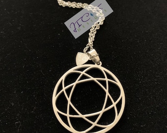 Round Stainless Steel Atom Necklace, Science Necklace-Scientist Necklace-Chemistry Necklace-Atom Jewelry-Science Jewelry.