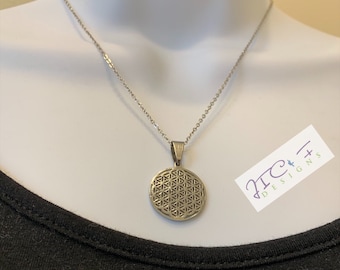 Flower of Life Necklace: Stainless Steel Sacred Geometry Pendant