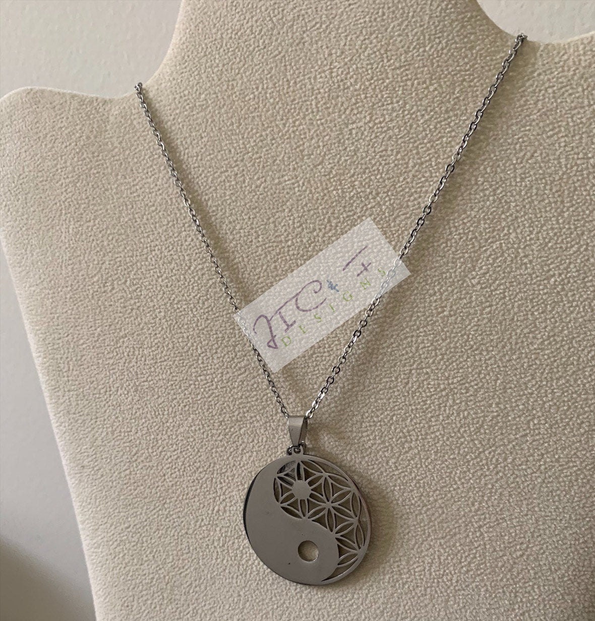 Round Stainless Steel Yin Yang Necklace Yin Yang Jewelry Yin Etsy
