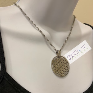 FLOWER OF LIFE Necklace-Stainless Steel Rolo Chain-Sacred Geometry Pendant-Flower of Life Pendant-Yoga Spiritual Jewelry-Meditation Necklace