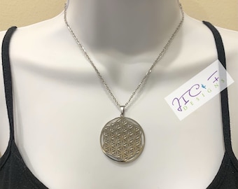 Collar Flor de la Vida: Colgante de Geometría Sagrada de acero inoxidable