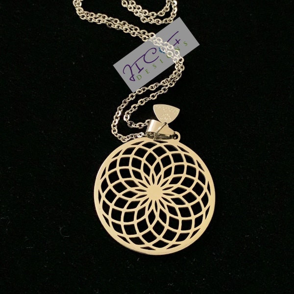 Round Stainless Steel Torus, Torus Vortex Necklace, Sacred Geometry pendant, Yogi Gift, Yoga Lover Gift