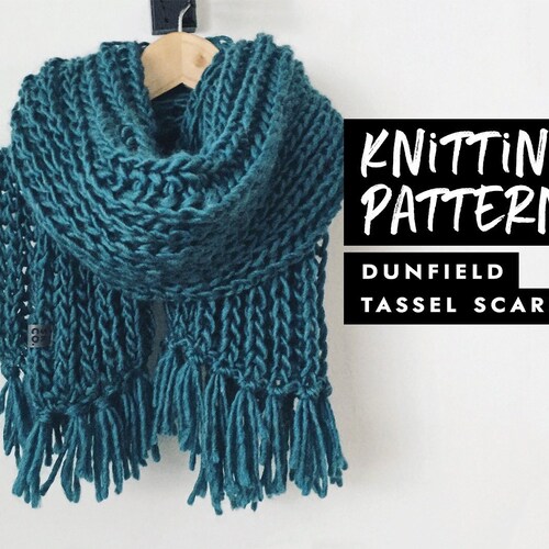 Knitting Pattern Chunky Tassel Scarf Knit Pattern Etsy