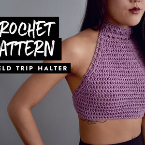Crochet Pattern Halter Crop Top Festival Top image 1