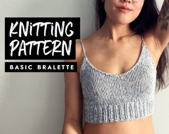 Patrón de tejido / Bralette básico / Crop Top de punto / Patrón de top de punto