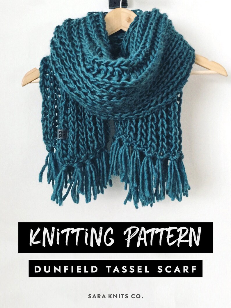 Knitting Pattern Chunky Tassel Scarf Knit Pattern Etsy