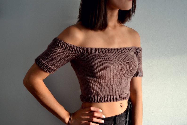 Knitting Pattern Off Shoulder Crop Top Etsy