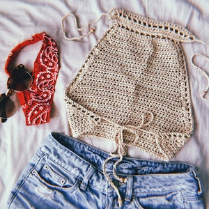 Crochet Pattern Halter Crop Top Festival Top image 2