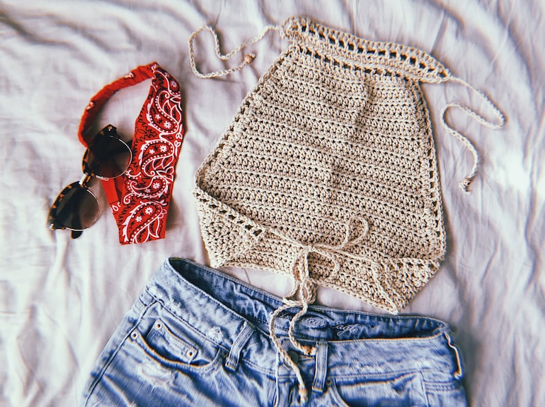 Crochet Pattern Halter Crop Top Festival Top image 2