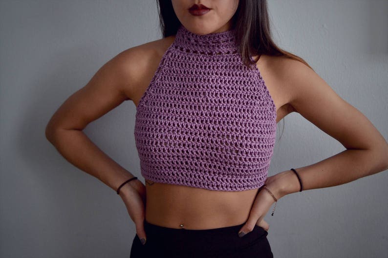 Crochet Pattern Halter Crop Top Festival Top image 3