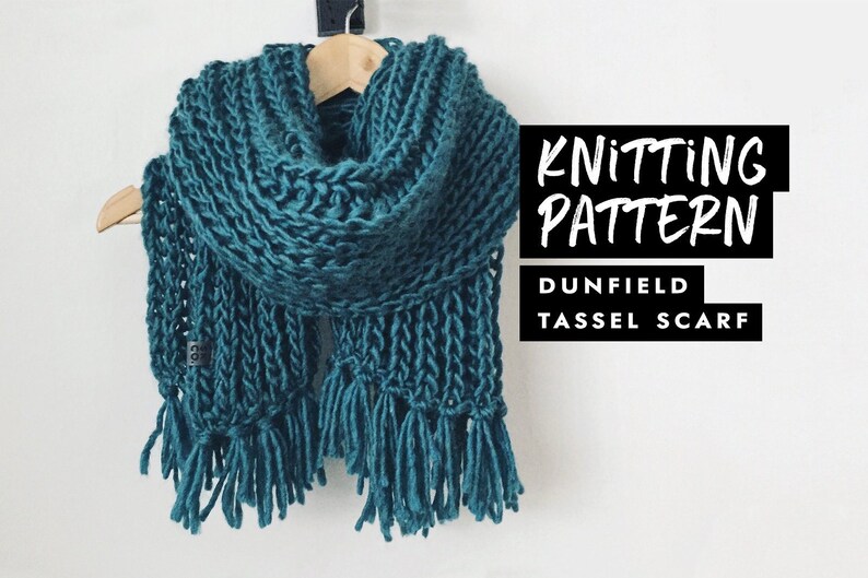 Knitting Pattern Chunky Tassel Scarf Knit Pattern Etsy