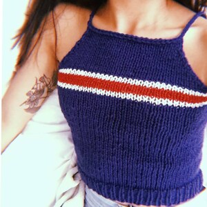 Knitting Pattern Retro Striped Tank Knit Crop Top Knit Top Pattern image 8