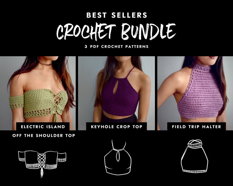 Best Sellers Crochet Patterns Festival Keyhole Crop Top Easy Beginner Crochet Pattern 画像 1