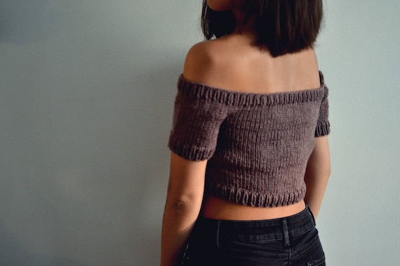 Knitted off top shoulder top