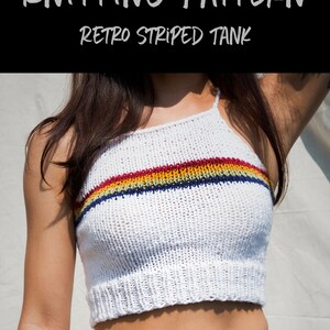 Knitting Pattern Retro Striped Tank Knit Crop Top Knit Top Pattern image 6