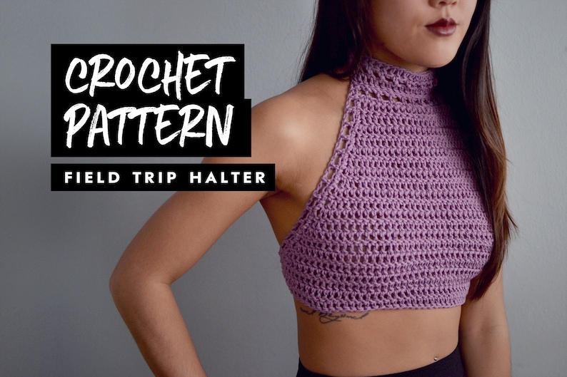 Crochet Pattern Halter Crop Top Festival Top image 1