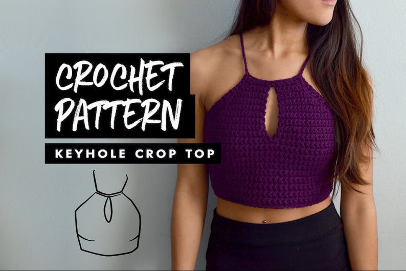 Best Sellers Crochet Patterns Festival Keyhole Crop Top Easy Beginner Crochet Pattern 画像 4