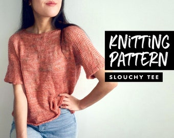Patrón de tejido / Camiseta holgada / Top corto de gran tamaño / Patrón de top de punto