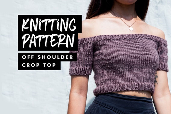 Kleding Dameskleding Tops & T-shirts Croptops & Bandeautops Croptops Knitting Pattern Off Shoulder Crop Top 