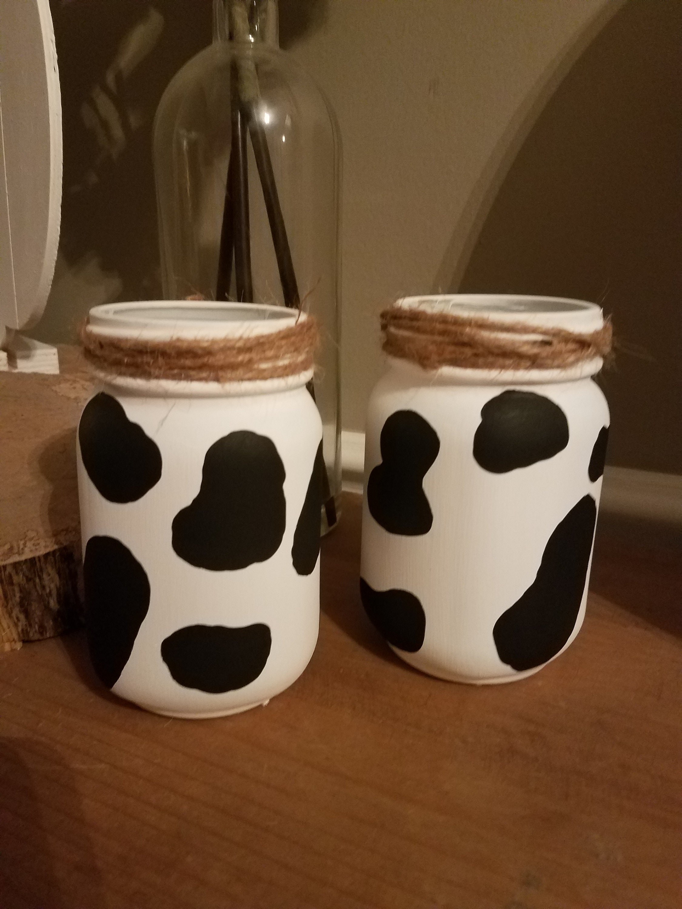 Cow print mason jar | Etsy