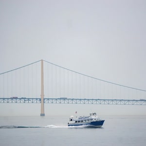 Mackinac Bridge and Ferry, Mackinac Island, Michigan- Photography Prints