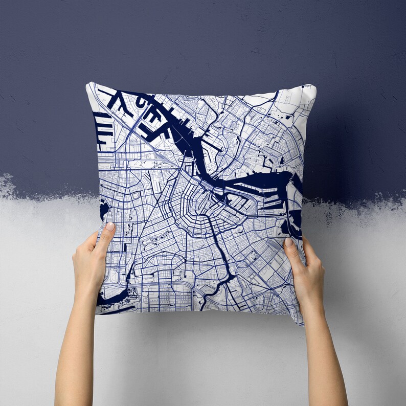 Amsterdam Netherlands Street Map Throw Pillow Etsy