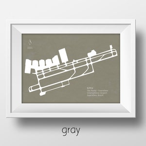GRU Sao Paulo - Guarulhos International Airport in Guarulhos Brazil Runway Silhouette Modern Wall Art
