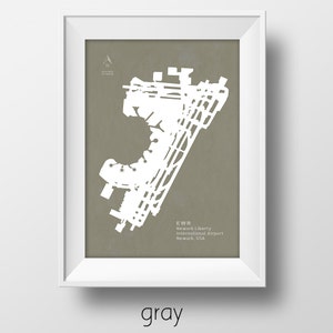 EWR Newark Liberty International Airport in Newark USA Runway Silhouette Modern Art Print Wall Art