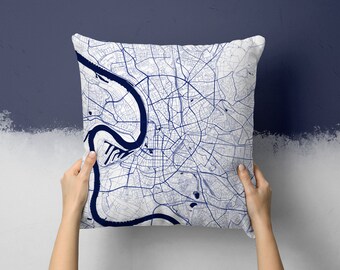 Dusseldorf Germany Street Map Throw Pillow