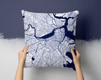 Boston Massachusetts Street Map Throw Pillow