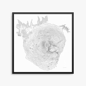 Mount Etna Poster, Mount Etna Italy, Mount Etna Map Art, Mount Etna Contour Map, Sicily, Mount Etna, Italy, Home Decor, Office Decor